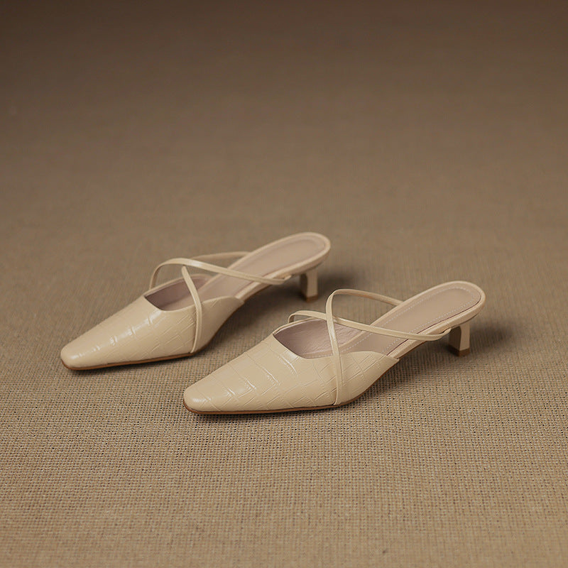 Jane | Cross-Strap Kitten Heel Mules