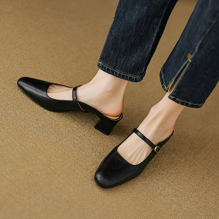 Cassy | Classic Mary Jane Mule Heels