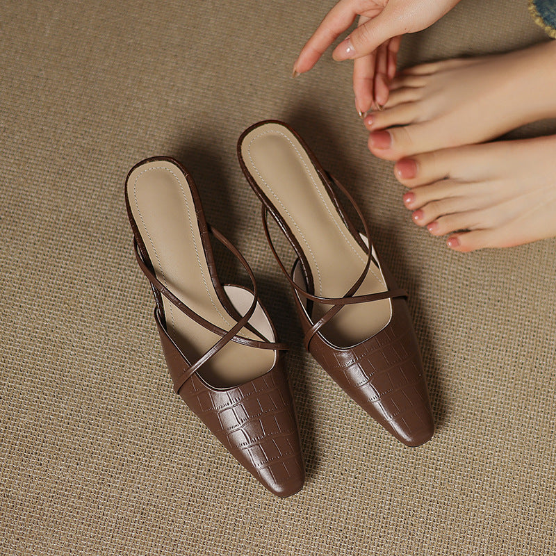 Jane | Cross-Strap Kitten Heel Mules