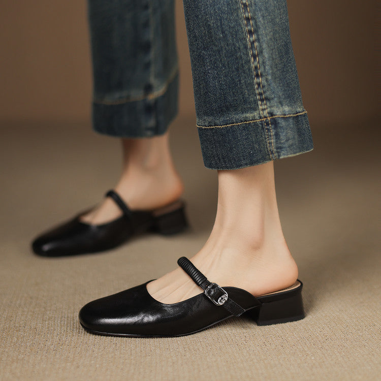 Salie | Mary Jane Block Heel Mules