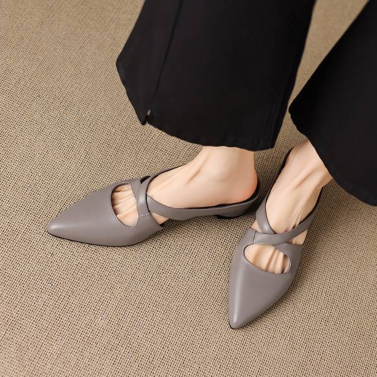 Chynna | Cross Strap Pointed-Toe Mule Heels