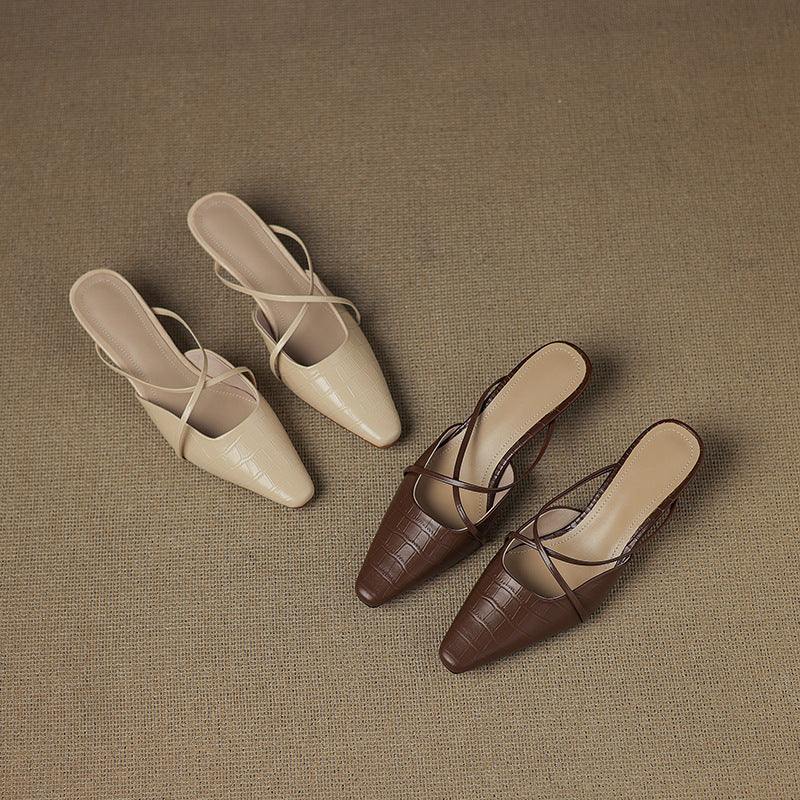 Jane | Cross-Strap Kitten Heel Mules
