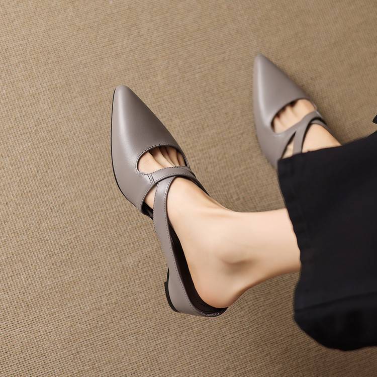 Chynna | Cross Strap Pointed-Toe Mule Heels