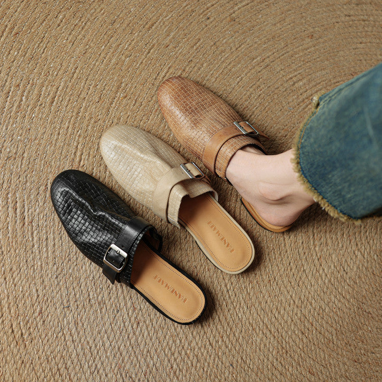 Amelie | Buckle Strap Flat Mules