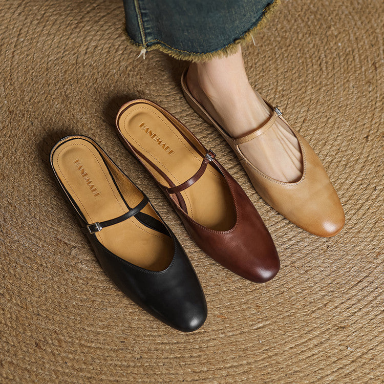 Maryela | Leather Mary Jane Mules