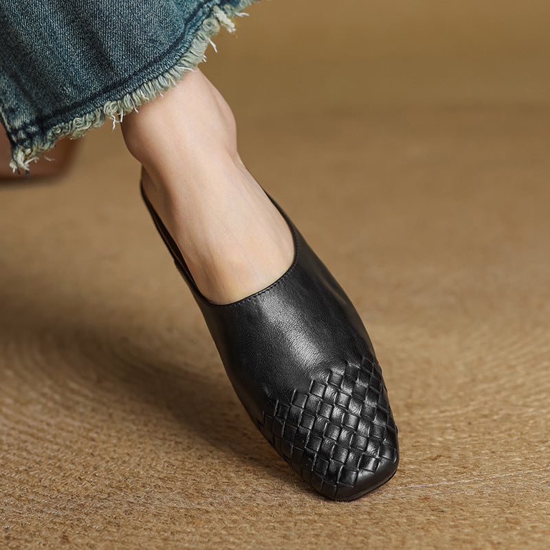 Kierra | Woven Leather Slip-On Mules