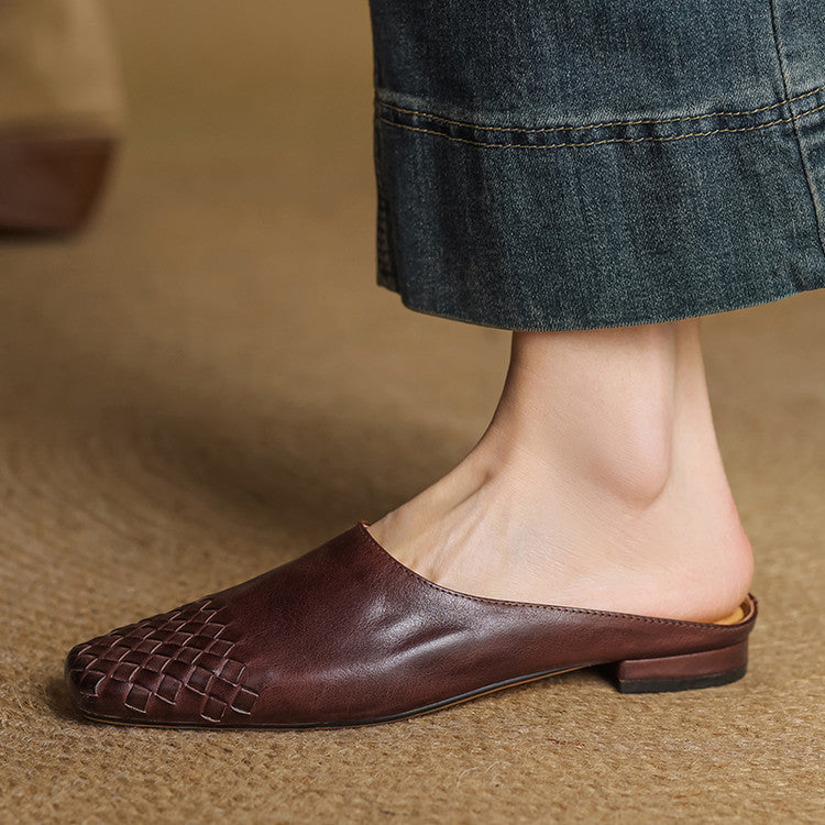 Kierra | Woven Leather Slip-On Mules