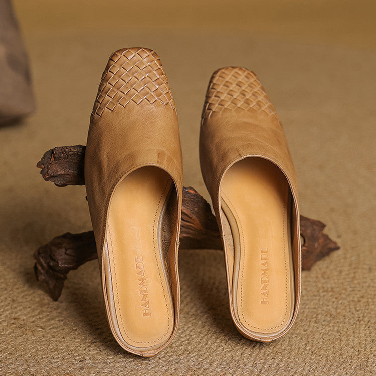 Kierra | Woven Leather Slip-On Mules