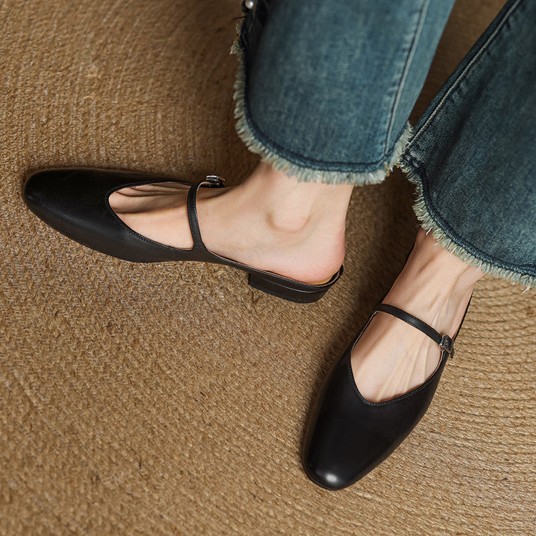 Maryela | Leather Mary Jane Mules
