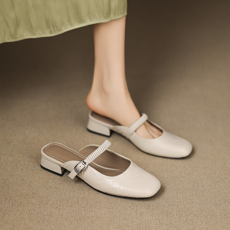 Salie | Mary Jane Block Heel Mules