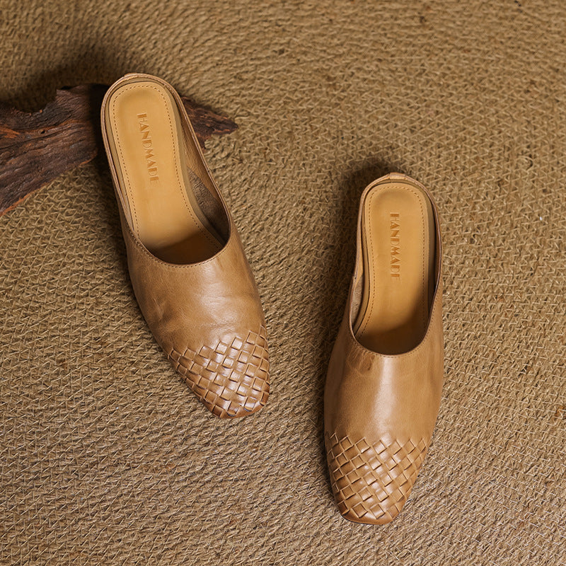 Kierra | Woven Leather Slip-On Mules