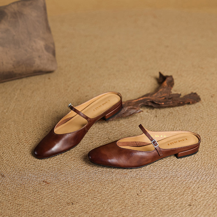 Maryela | Leather Mary Jane Mules