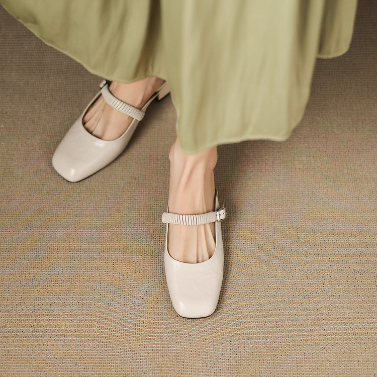 Salie | Mary Jane Block Heel Mules