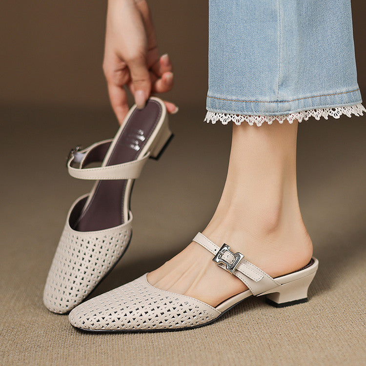 Reolla | Perforated Buckle Mules