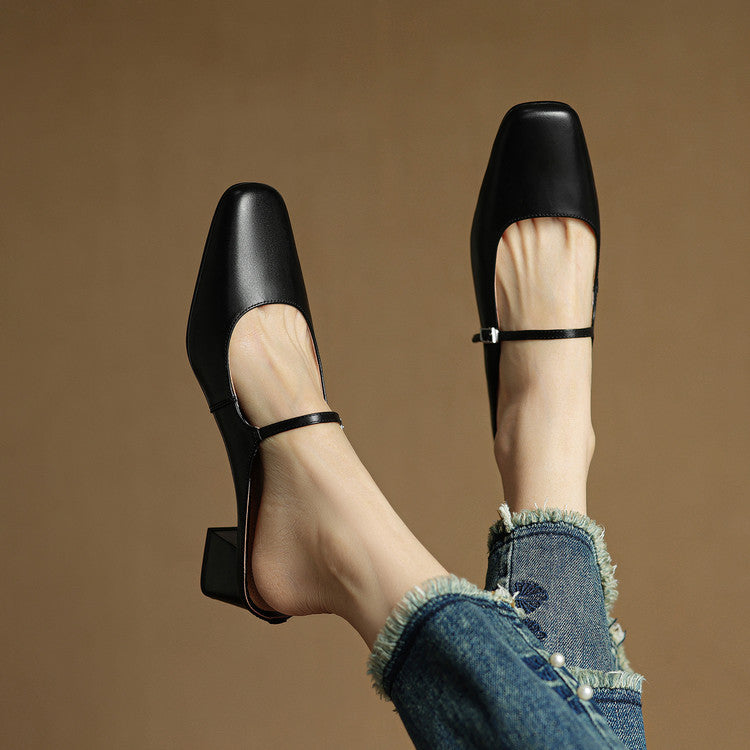 Luna | Classic Mary Jane Mule Heels