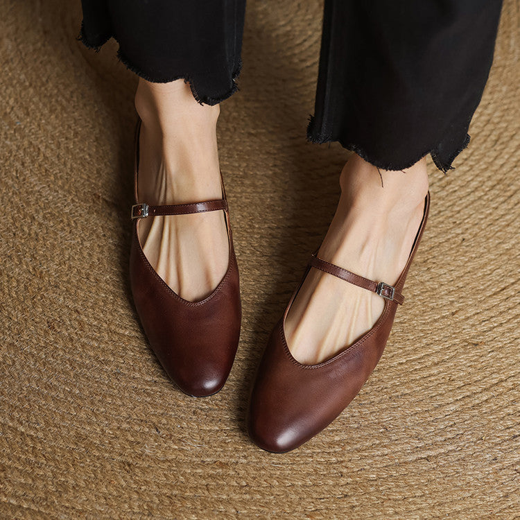 Maryela | Leather Mary Jane Mules