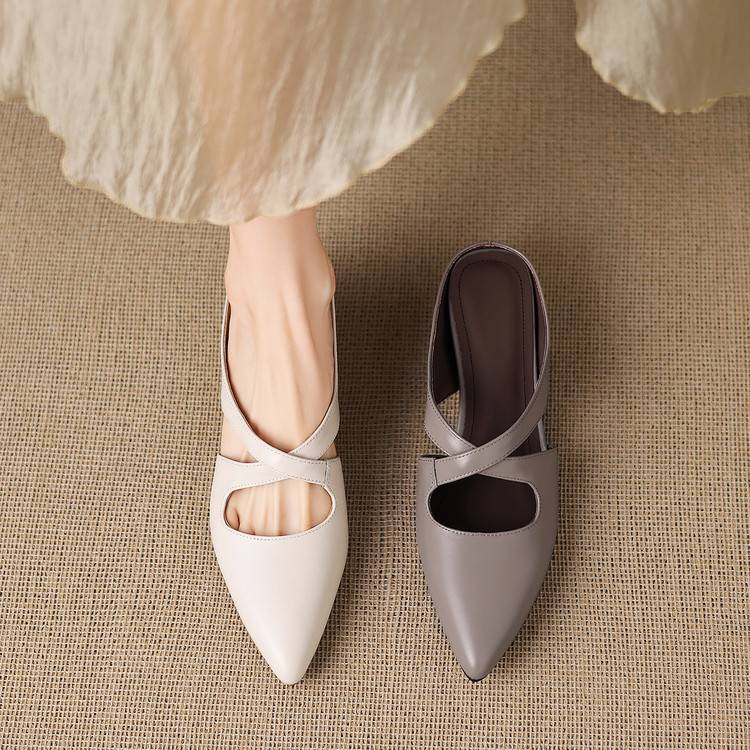 Chynna | Cross Strap Pointed-Toe Mule Heels