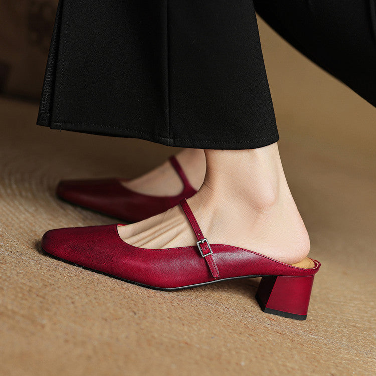 Luna | Classic Mary Jane Mule Heels