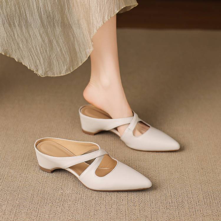 Chynna | Cross Strap Pointed-Toe Mule Heels