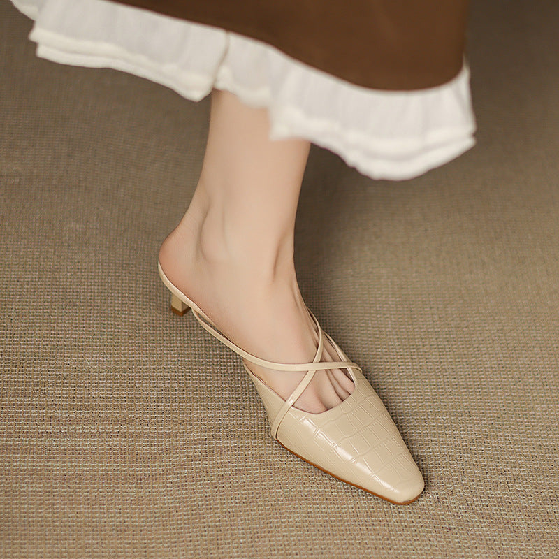Jane | Cross-Strap Kitten Heel Mules
