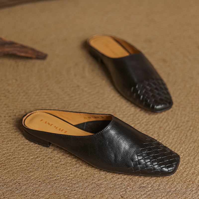 Kierra | Woven Leather Slip-On Mules