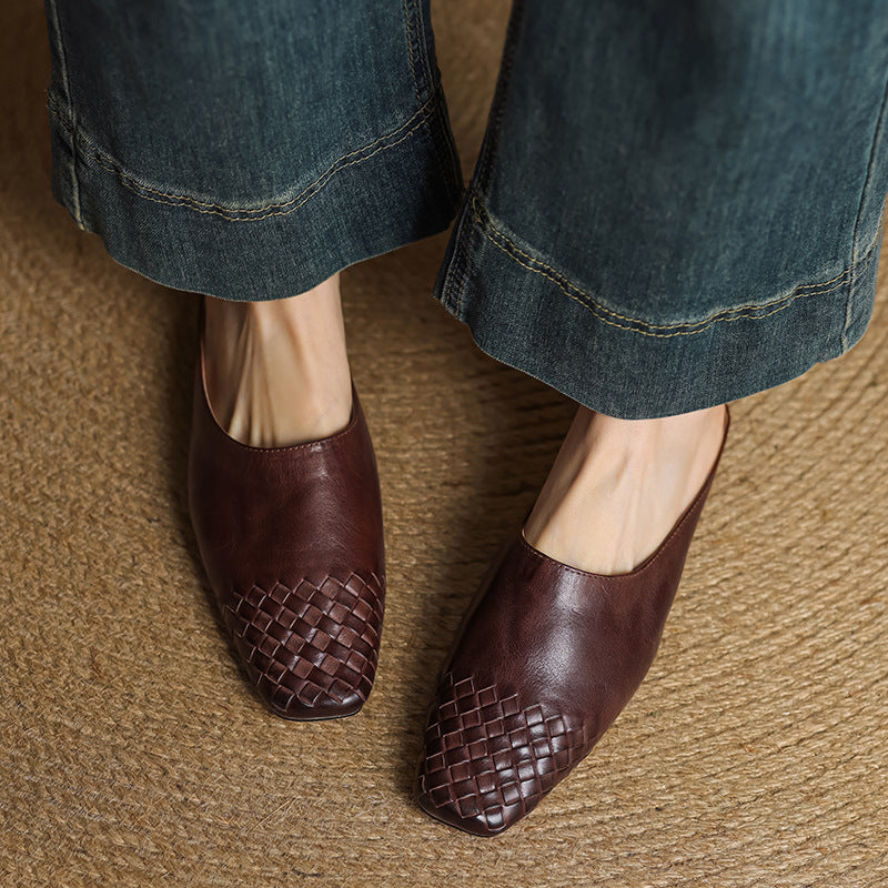 Kierra | Woven Leather Slip-On Mules