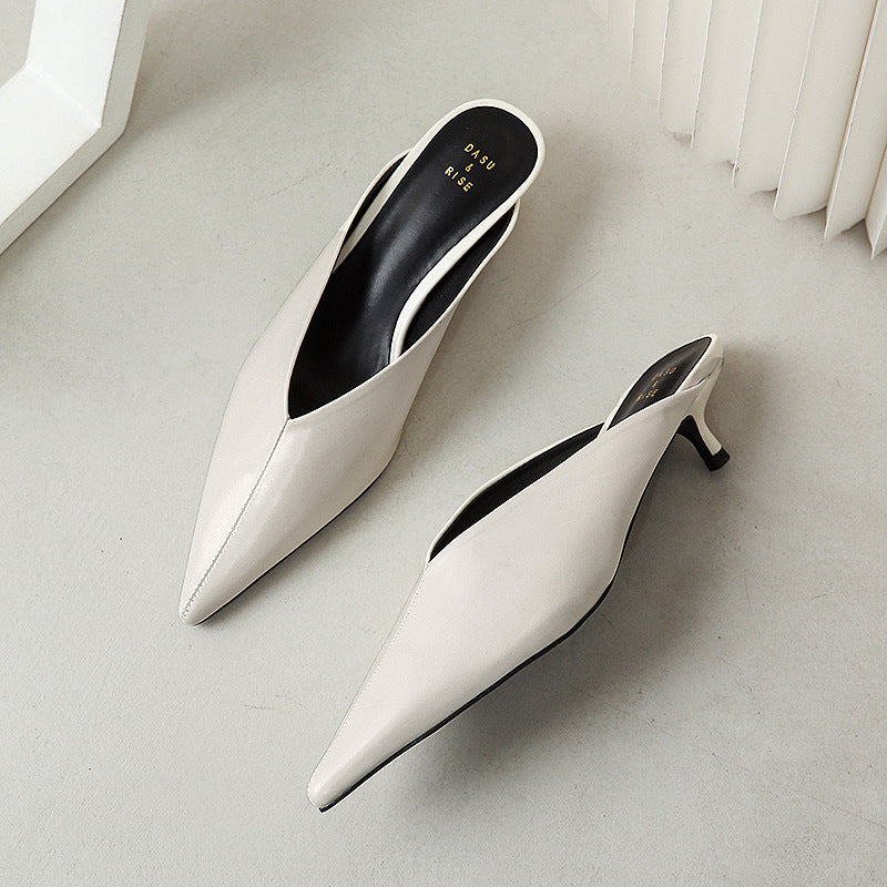 Peya | Pointed-Toe Kitten Heel Mules
