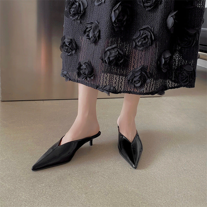 Peya | Pointed-Toe Kitten Heel Mules