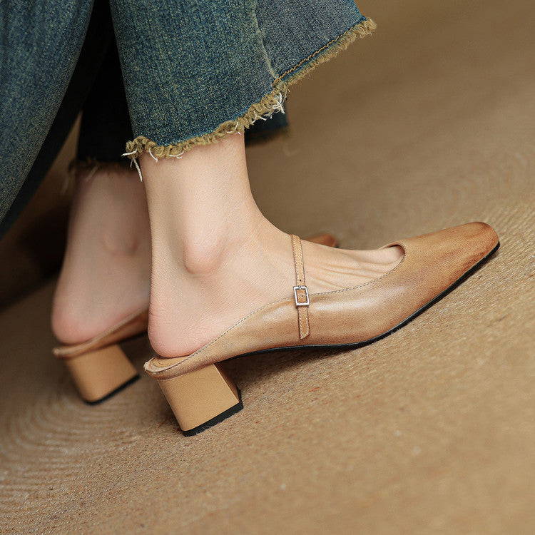 Luna | Classic Mary Jane Mule Heels