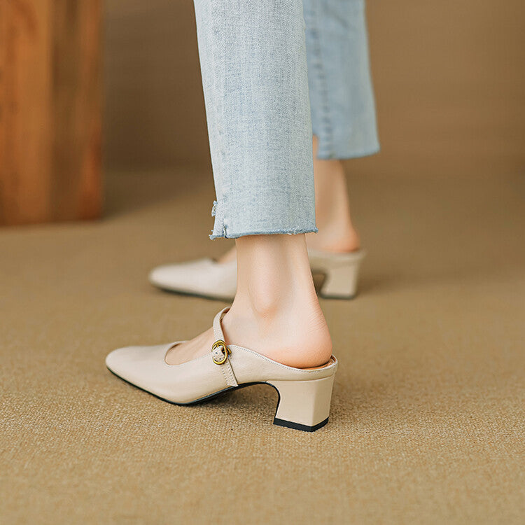 Cassy | Classic Mary Jane Mule Heels