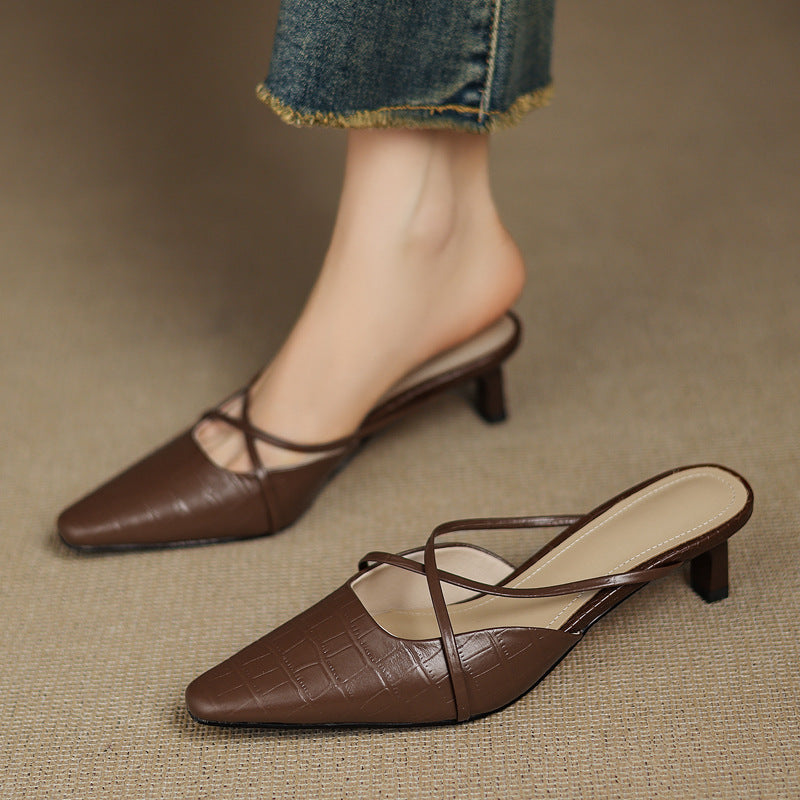 Jane | Cross-Strap Kitten Heel Mules