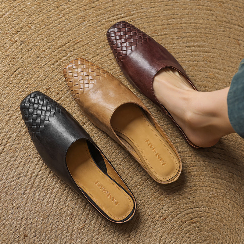 Kierra | Woven Leather Slip-On Mules