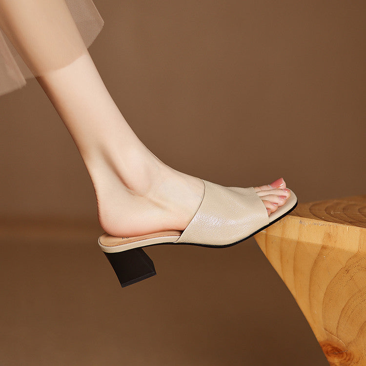 Cali | Open-Toe Block Heel Mules