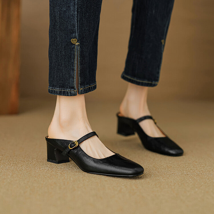 Cassy | Classic Mary Jane Mule Heels