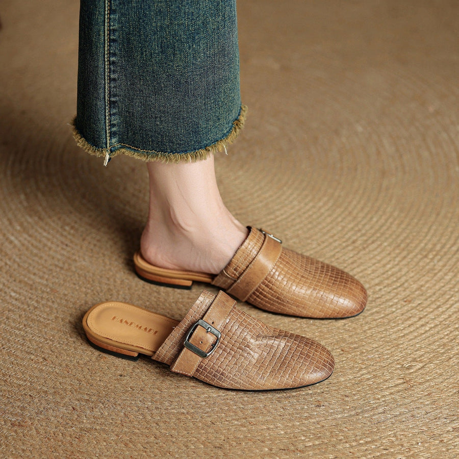 Amelie | Buckle Strap Flat Mules