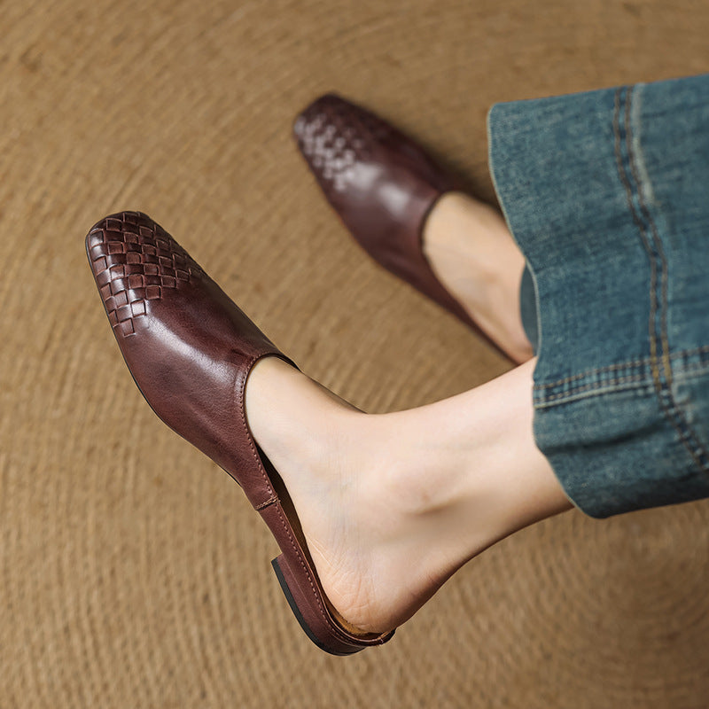 Kierra | Woven Leather Slip-On Mules