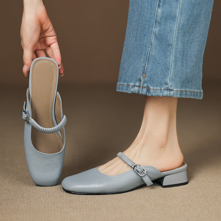 Salie | Mary Jane Block Heel Mules