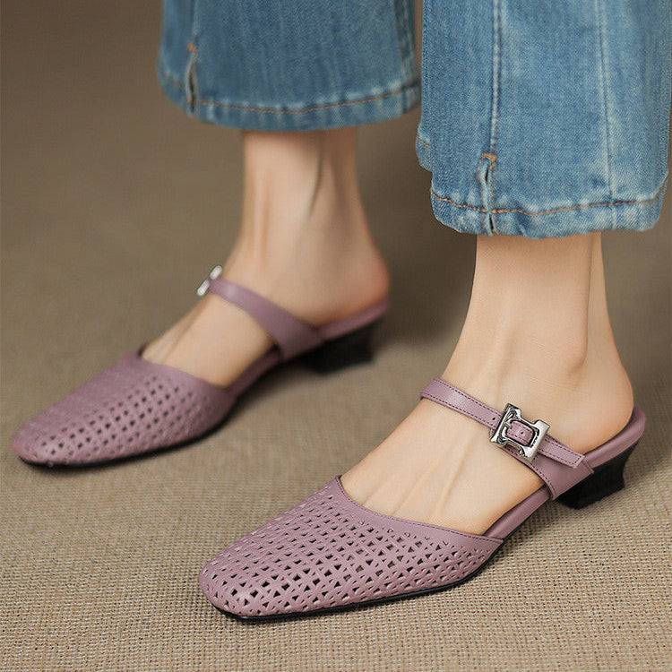 Reolla | Perforated Buckle Mules