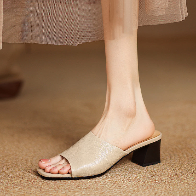 Cali | Open-Toe Block Heel Mules