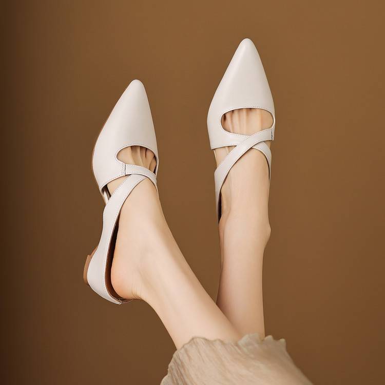 Chynna | Cross Strap Pointed-Toe Mule Heels