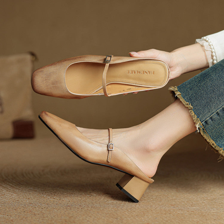 Luna | Classic Mary Jane Mule Heels