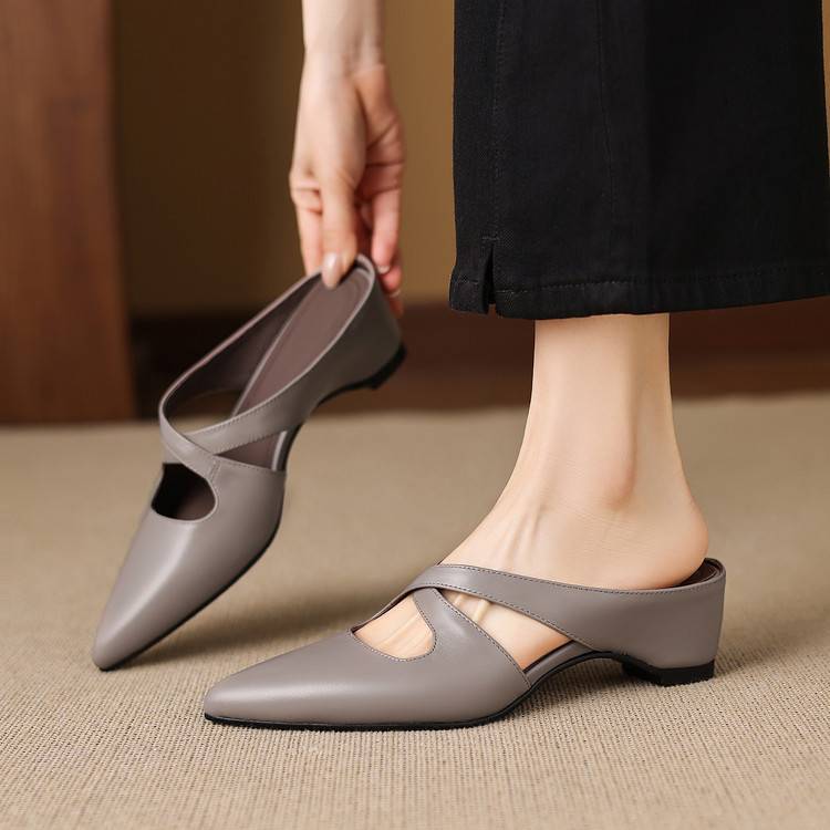 Chynna | Cross Strap Pointed-Toe Mule Heels
