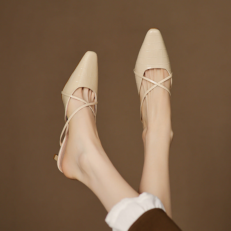 Jane | Cross-Strap Kitten Heel Mules