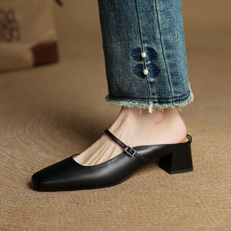 Luna | Classic Mary Jane Mule Heels