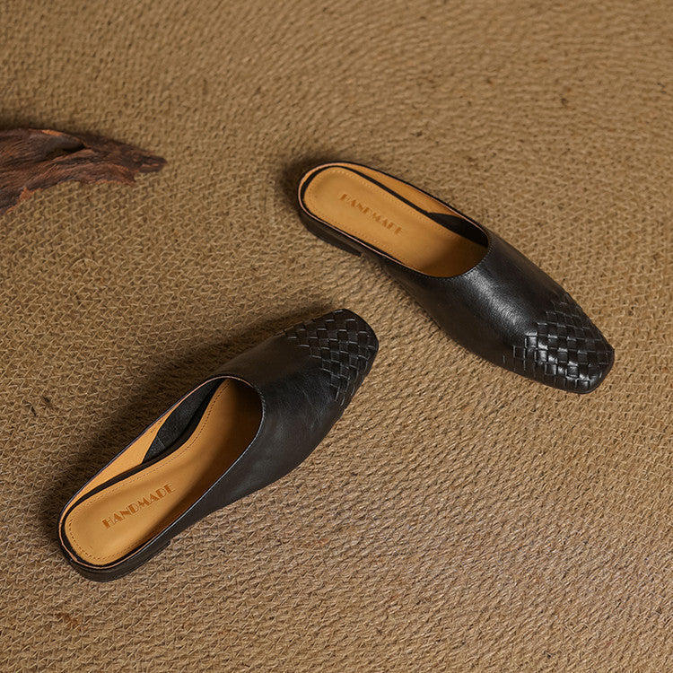 Kierra | Woven Leather Slip-On Mules
