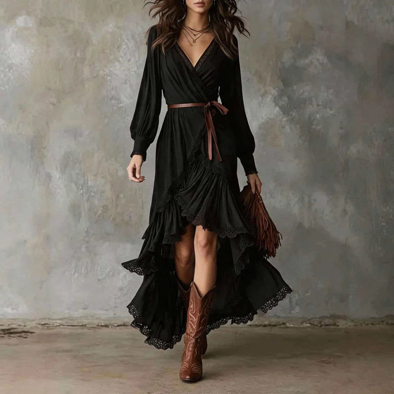 Azi | Tiered Ruffle Wrap Dress