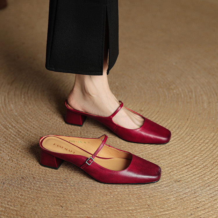 Luna | Classic Mary Jane Mule Heels
