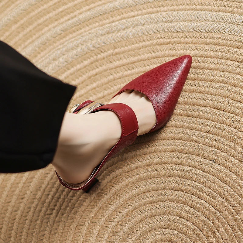 Thalia | Rose Accent Pointed-Toe Mules