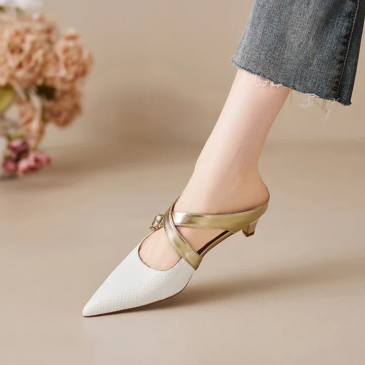 Patricia | Elegant Cross-Strap Mule Heels