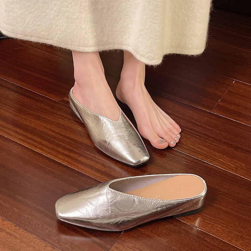 Missia | Metallic Leather Mules